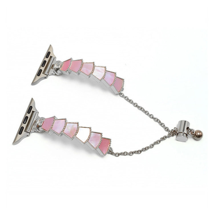 Metal Shell Watch Band For Apple Watch Series 9&8&7 41mm / SE 3&SE 2&6&SE&5&4 40mm / 3&2&1 38mm(Silver Pink) by bashfashion