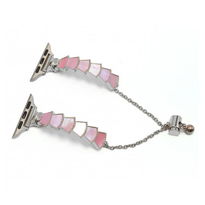 Metal Shell Watch Band For Apple Watch Series 9&8&7 41mm / SE 3&SE 2&6&SE&5&4 40mm / 3&2&1 38mm(Silver Pink) by bashfashion