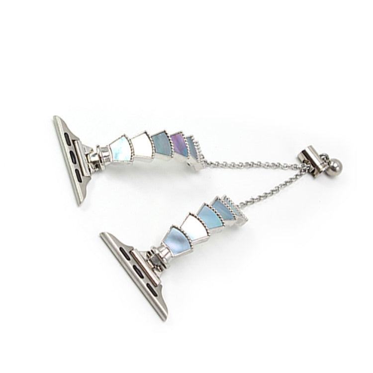 Metal Shell Watch Band For Apple Watch Series 9&8&7 41mm / SE 3&SE 2&6&SE&5&4 40mm / 3&2&1 38mm(Silver Blue) by bashfashion