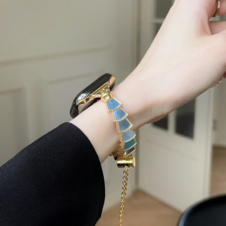 Metal Shell Watch Band For Apple Watch Series 9&8&7 41mm / SE 3&SE 2&6&SE&5&4 40mm / 3&2&1 38mm(Black Blue) by bashfashion