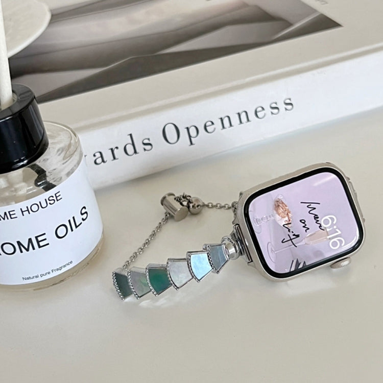 Metal Shell Watch Band For Apple Watch Series 9&8&7 41mm / SE 3&SE 2&6&SE&5&4 40mm / 3&2&1 38mm(Silver Pink) by bashfashion