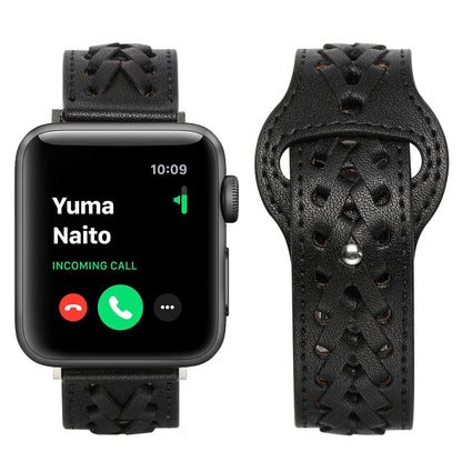 Woven Watch Strap For Apple Watch Series 9&8&7 41mm / SE 3&SE 2&6&SE&5&4 40mm / 3&2&1 38mm(Black) by bashfashion