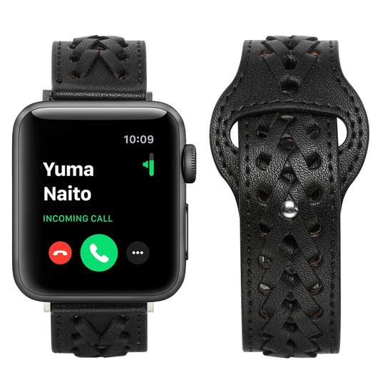 Woven Watch Strap For Apple Watch Series 9&8&7 41mm / SE 3&SE 2&6&SE&5&4 40mm / 3&2&1 38mm(Black) by bashfashion