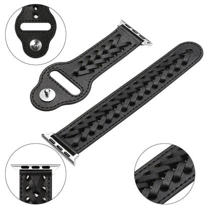 Woven Watch Strap For Apple Watch Series 9&8&7 41mm / SE 3&SE 2&6&SE&5&4 40mm / 3&2&1 38mm(Black) by bashfashion