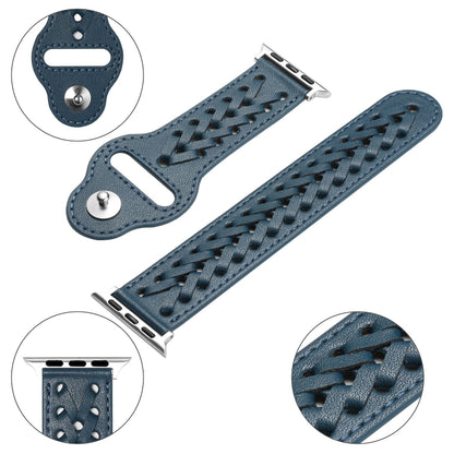 Woven Watch Strap For Apple Watch Series 9&8&7 41mm / SE 3&SE 2&6&SE&5&4 40mm / 3&2&1 38mm(Blue) by bashfashion