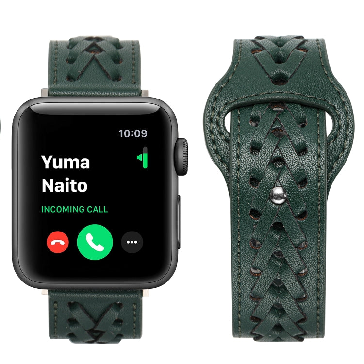 Woven Watch Strap For Apple Watch Series 9&8&7 41mm / SE 3&SE 2&6&SE&5&4 40mm / 3&2&1 38mm(Green) by bashfashion