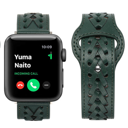 Woven Watch Strap For Apple Watch Series 9&8&7 41mm / SE 3&SE 2&6&SE&5&4 40mm / 3&2&1 38mm(Green) by bashfashion