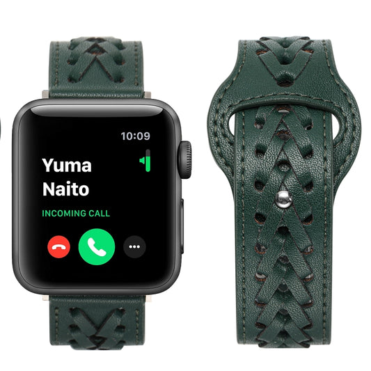 Woven Watch Strap For Apple Watch Series 9&8&7 41mm / SE 3&SE 2&6&SE&5&4 40mm / 3&2&1 38mm(Green) by bashfashion