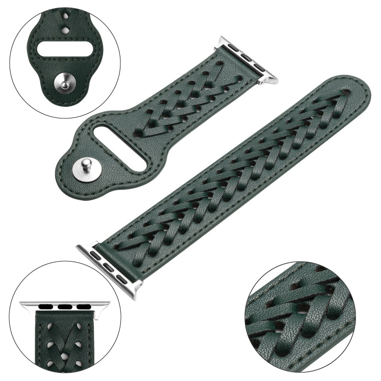 Woven Watch Strap For Apple Watch Series 9&8&7 41mm / SE 3&SE 2&6&SE&5&4 40mm / 3&2&1 38mm(Green) by bashfashion