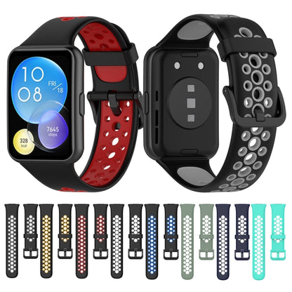 For Huawei Watch Fit 2 Two-Color Breathable Silicone Watch Band(Midnight Blue+White) by bashfashion