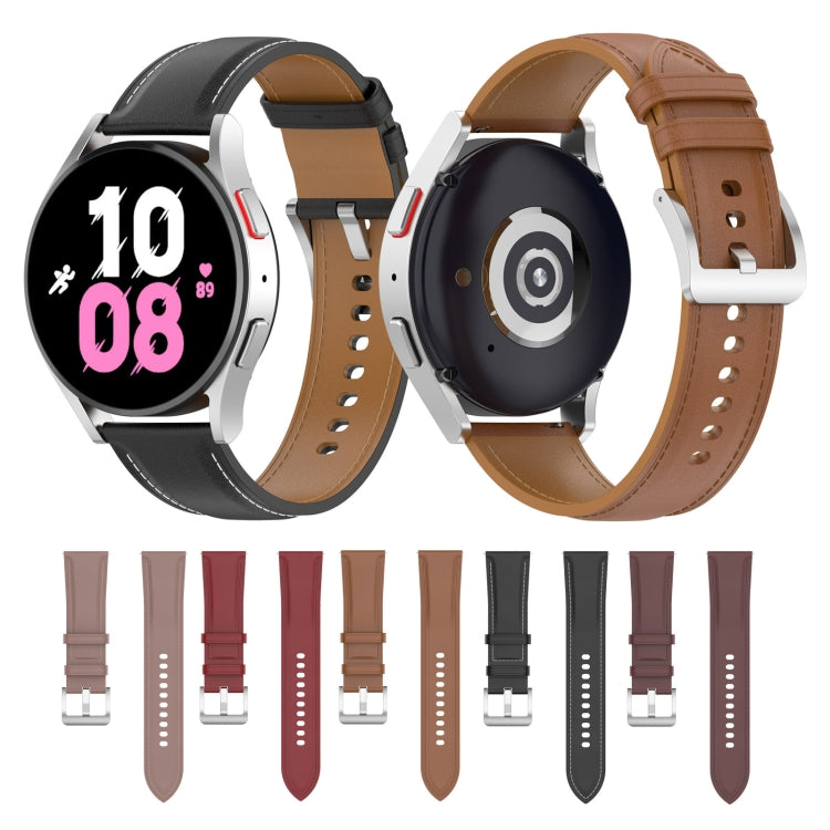 For Samsung Galaxy Watch 5 40mm Premium Leather Watch Band(Dark Brown) by bashfashion