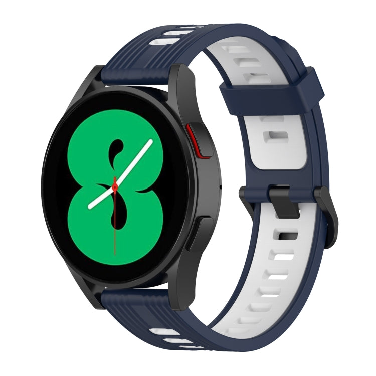 For Samsung Galaxy Watch 5 44mm 20mm Two-color Stripe Silicone Watch Band(Midnight Blue+White) by bashfashion