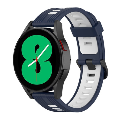 For Samsung Galaxy Watch 5 Pro 45mm 20mm Two-color Stripe Silicone Watch Band(Midnight Blue+White) by bashfashion