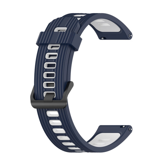 For Samsung Galaxy Watch 5 Pro 45mm 20mm Two-color Stripe Silicone Watch Band(Midnight Blue+White) by bashfashion
