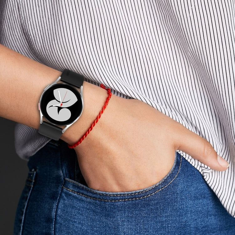 For Samsung Galaxy Watch 5 40mm 20mm Black Buckle Step Silicone Watch Band(White) by bashfashion