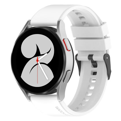 For Samsung Galaxy Watch 5 Pro 45mm 20mm Black Buckle Step Silicone Watch Band(White) by bashfashion