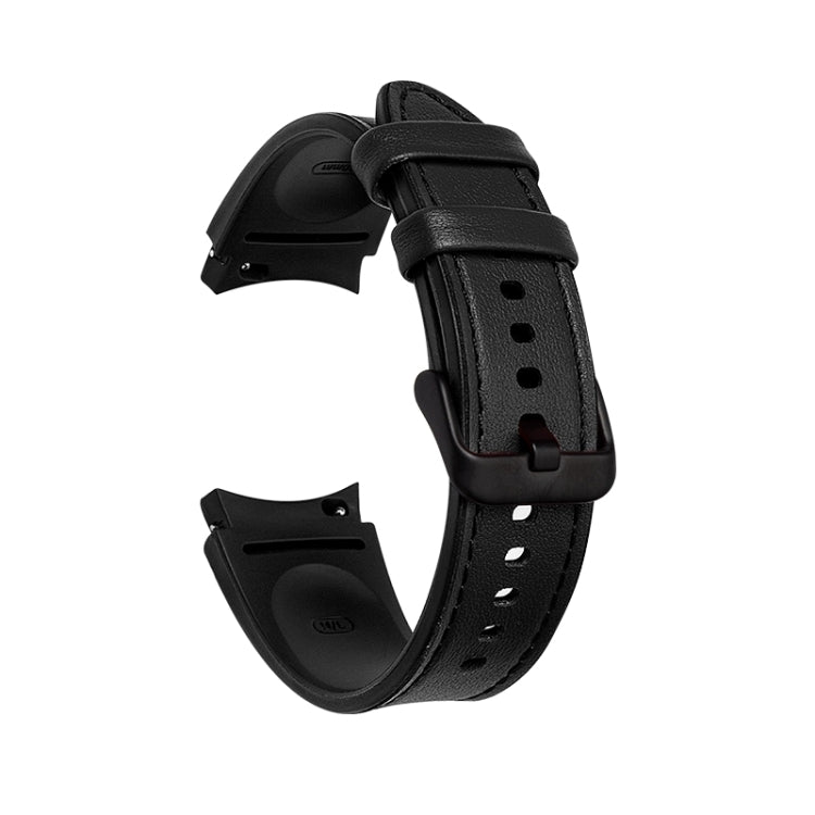 For Samsung Galaxy Watch5 Pro 45mm/5 44mm/5 40mm Silicone + Leather Black Buckle Watch Band(Black) by bashfashion