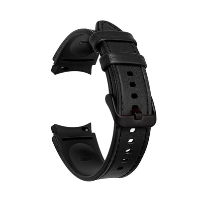 For Samsung Galaxy Watch5 Pro 45mm/5 44mm/5 40mm Silicone + Leather Black Buckle Watch Band(Black) by bashfashion