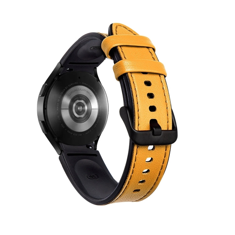 For Samsung Galaxy Watch5 Pro 45mm/5 44mm/5 40mm Silicone + Leather Black Buckle Watch Band(Yellow) by bashfashion