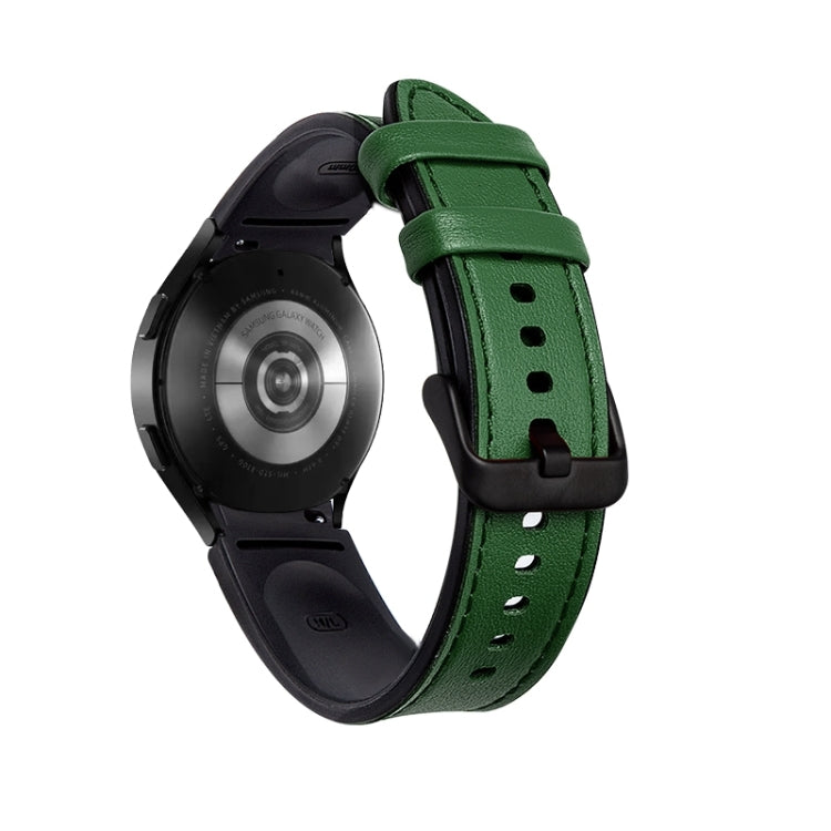 For Samsung Galaxy Watch5 Pro 45mm/5 44mm/5 40mm Silicone + Leather Black Buckle Watch Band(Green) by bashfashion