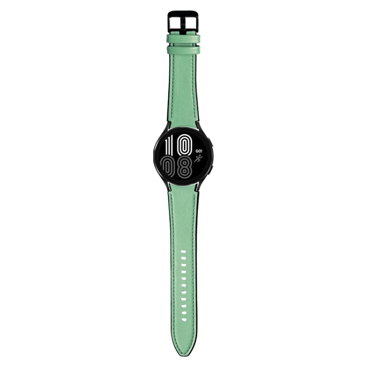 For Samsung Galaxy Watch5 Pro 45mm/5 44mm/5 40mm Silicone + Leather Black Buckle Watch Band(Cyan Green) by bashfashion