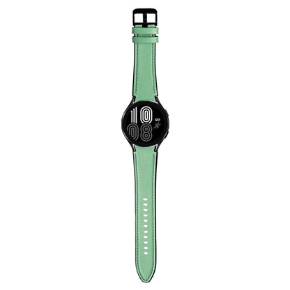 For Samsung Galaxy Watch5 Pro 45mm/5 44mm/5 40mm Silicone + Leather Black Buckle Watch Band(Cyan Green) by bashfashion
