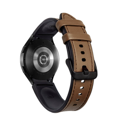 For Samsung Galaxy Watch5 Pro 45mm/5 44mm/5 40mm Silicone + Leather Black Buckle Watch Band(Brown) by bashfashion