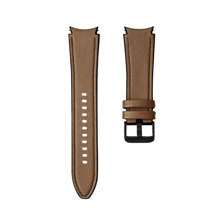 For Samsung Galaxy Watch5 Pro 45mm/5 44mm/5 40mm Silicone + Leather Black Buckle Watch Band(Brown) by bashfashion