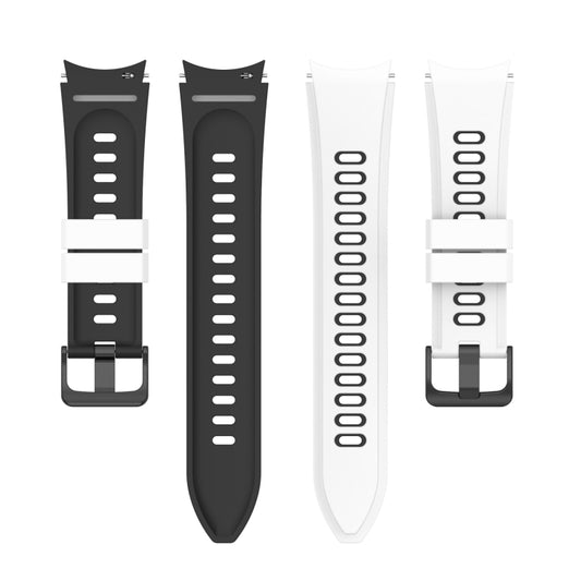 For Samsung Galaxy Watch5 Pro 45mm/5 44mm/5 40mm Two-color Silicone Strap Watch Band(White Black) by bashfashion