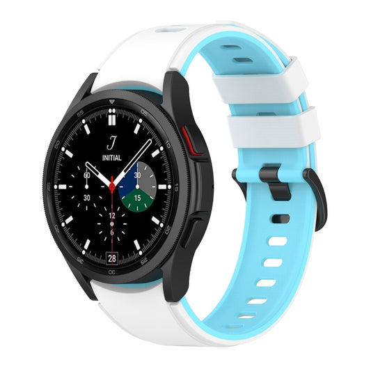 For Samsung Galaxy Watch5 Pro 45mm/5 44mm/5 40mm Two-color Silicone Strap Watch Band(White Sky Blue) by bashfashion