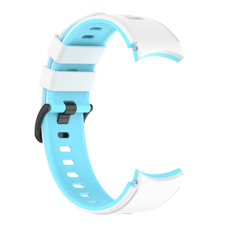 For Samsung Galaxy Watch5 Pro 45mm/5 44mm/5 40mm Two-color Silicone Strap Watch Band(White Sky Blue) by bashfashion