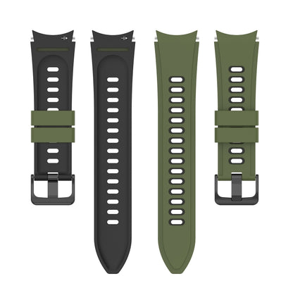 For Samsung Galaxy Watch5 Pro 45mm/5 44mm/5 40mm Two-color Silicone Strap Watch Band(Army Green Black) by bashfashion