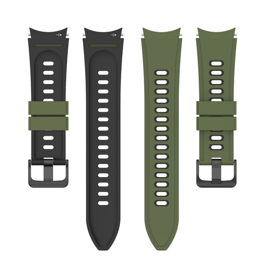 For Samsung Galaxy Watch5 Pro 45mm/5 44mm/5 40mm Two-color Silicone Strap Watch Band(Army Green Black) by bashfashion
