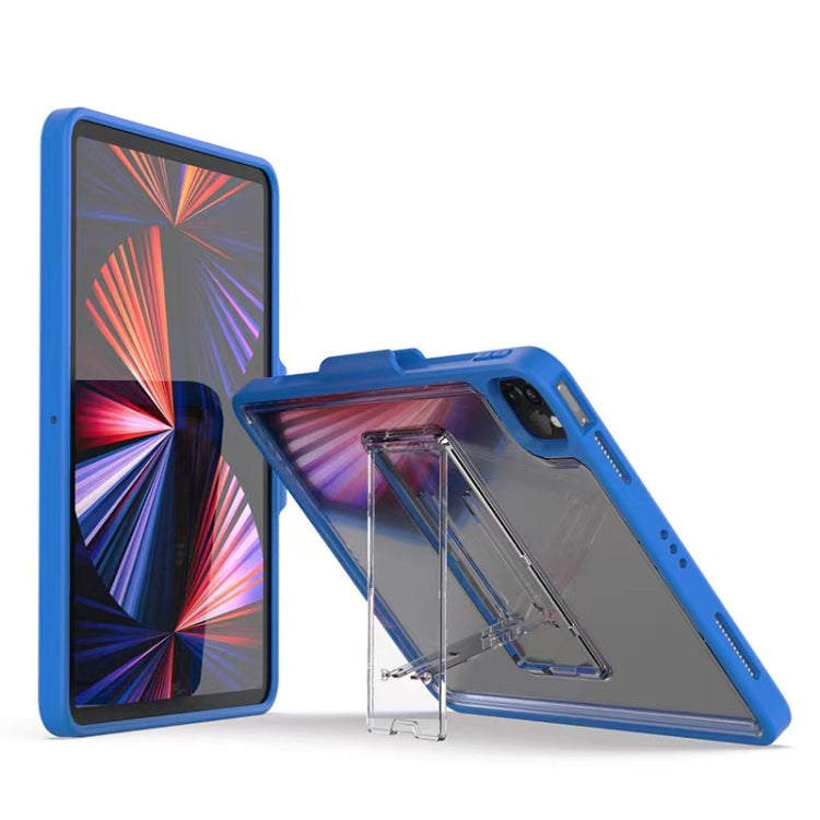 For iPad Pro 11 2022 / 2021 / 2020 / 2018 Mutural Transparent Holder Tablet Case(Blue) by Mutural