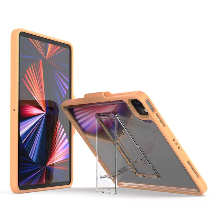 For iPad Pro 11 2022 / 2021 / 2020 / 2018 Mutural Transparent Holder Tablet Case(Orange) by Mutural