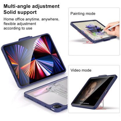For iPad Pro 11 2022 / 2021 / 2020 / 2018 Mutural Transparent Holder Tablet Case(Blue) by Mutural