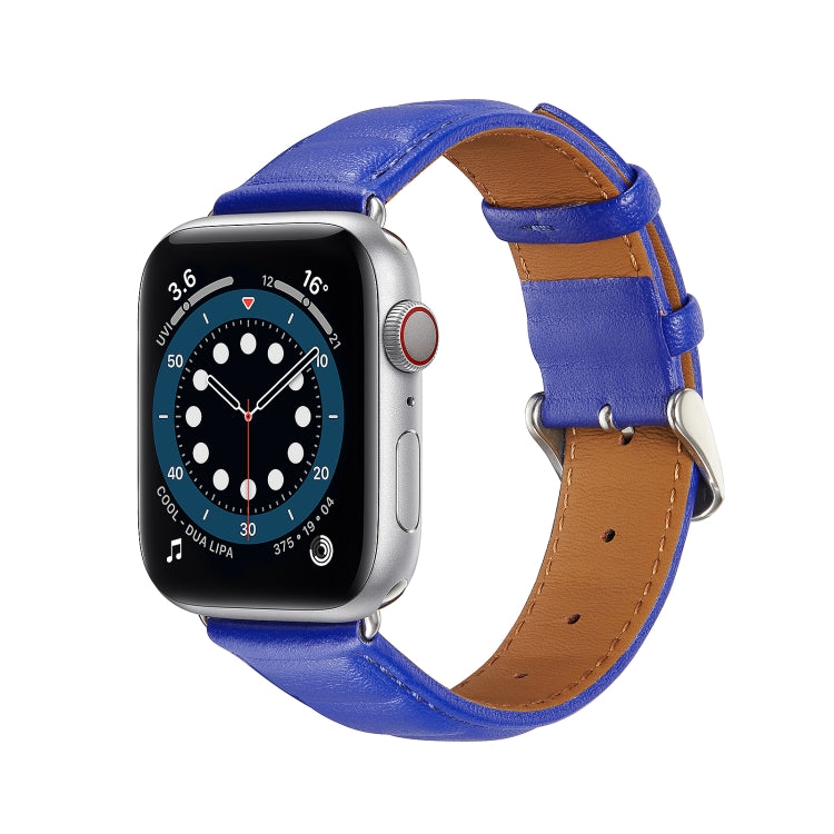 Genuine Leather Watch Band For Apple Watch Series 9&8&7 41mm / SE 3&SE 2&6&SE&5&4 40mm / 3&2&1 38mm(Blue) by bashfashion