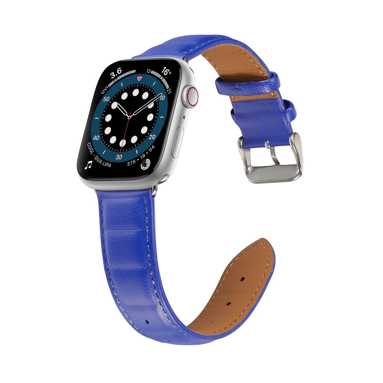 Genuine Leather Watch Band For Apple Watch Series 9&8&7 41mm / SE 3&SE 2&6&SE&5&4 40mm / 3&2&1 38mm(Blue) by bashfashion