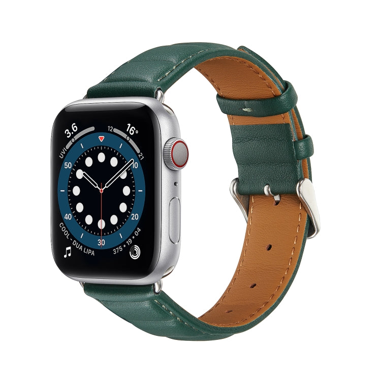 Genuine Leather Watch Band For Apple Watch Series 9&8&7 41mm / SE 3&SE 2&6&SE&5&4 40mm / 3&2&1 38mm(Green) by bashfashion