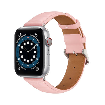 Genuine Leather Watch Band For Apple Watch Series 9&8&7 41mm / SE 3&SE 2&6&SE&5&4 40mm / 3&2&1 38mm(Pink) by bashfashion
