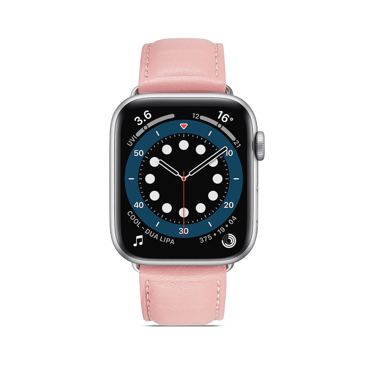 Genuine Leather Watch Band For Apple Watch Series 9&8&7 41mm / SE 3&SE 2&6&SE&5&4 40mm / 3&2&1 38mm(Pink) by bashfashion