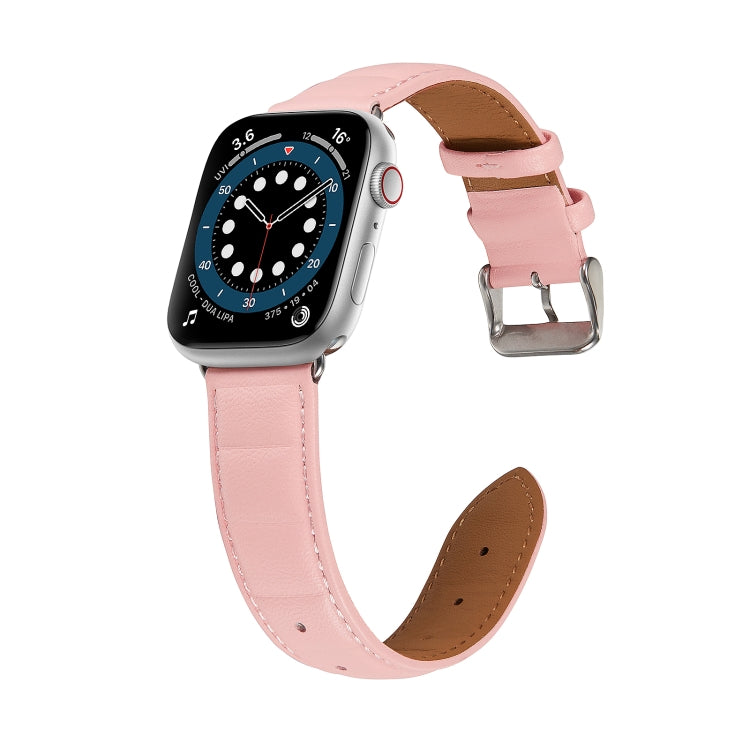 Genuine Leather Watch Band For Apple Watch Series 9&8&7 41mm / SE 3&SE 2&6&SE&5&4 40mm / 3&2&1 38mm(Pink) by bashfashion