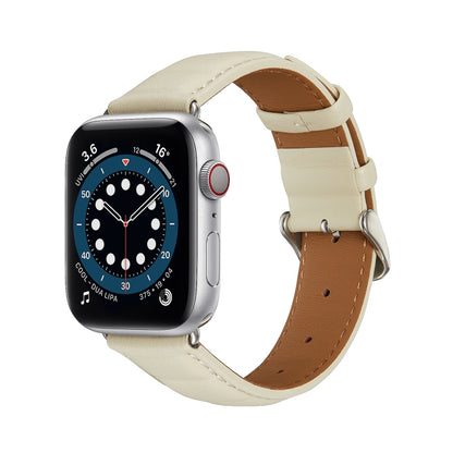 Genuine Leather Watch Band For Apple Watch Series 9&8&7 41mm / SE 3&SE 2&6&SE&5&4 40mm / 3&2&1 38mm(Beige) by bashfashion