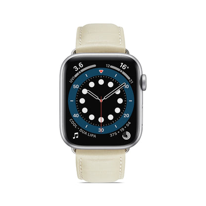 Genuine Leather Watch Band For Apple Watch Series 9&8&7 41mm / SE 3&SE 2&6&SE&5&4 40mm / 3&2&1 38mm(Beige) by bashfashion