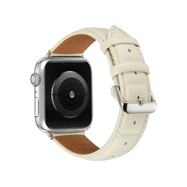 Genuine Leather Watch Band For Apple Watch Series 9&8&7 41mm / SE 3&SE 2&6&SE&5&4 40mm / 3&2&1 38mm(Beige) by bashfashion