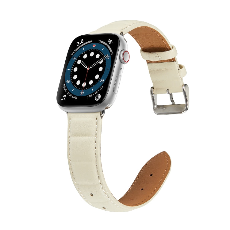 Genuine Leather Watch Band For Apple Watch Series 9&8&7 41mm / SE 3&SE 2&6&SE&5&4 40mm / 3&2&1 38mm(Beige) by bashfashion