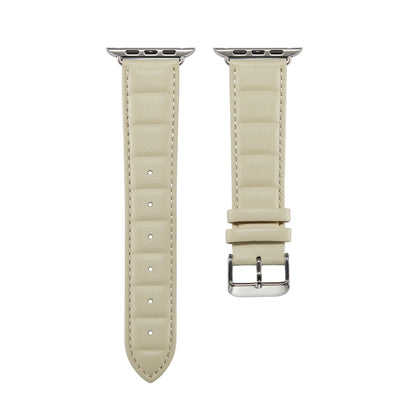 Genuine Leather Watch Band For Apple Watch Series 9&8&7 41mm / SE 3&SE 2&6&SE&5&4 40mm / 3&2&1 38mm(Beige) by bashfashion