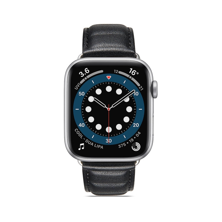 Genuine Leather Watch Band For Apple Watch Series 9&8&7 41mm / SE 3&SE 2&6&SE&5&4 40mm / 3&2&1 38mm(Black) by bashfashion