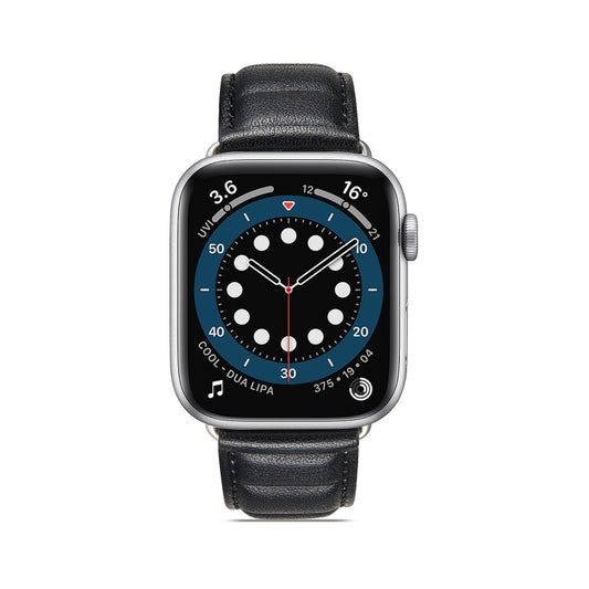 Genuine Leather Watch Band For Apple Watch Series 9&8&7 41mm / SE 3&SE 2&6&SE&5&4 40mm / 3&2&1 38mm(Black) by bashfashion