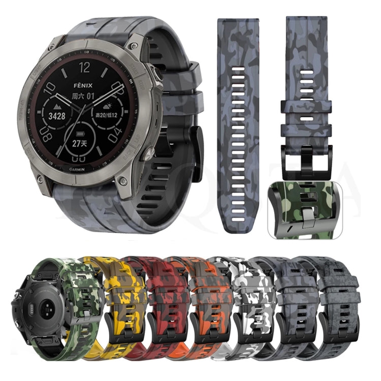 For Garmin Fenix 7 Camouflage Silicone Watch Band(White) by bashfashion